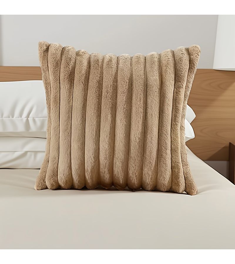 A Soft Faux Plush Throw Pillowcase 21 65 21 65 Inch Modern Solid Color Design Zipper Closure Machine Washable Decorative Cushion Cover for Sofa Bedroom Bedside Accessory Pillow Insert Not Included - Image 5