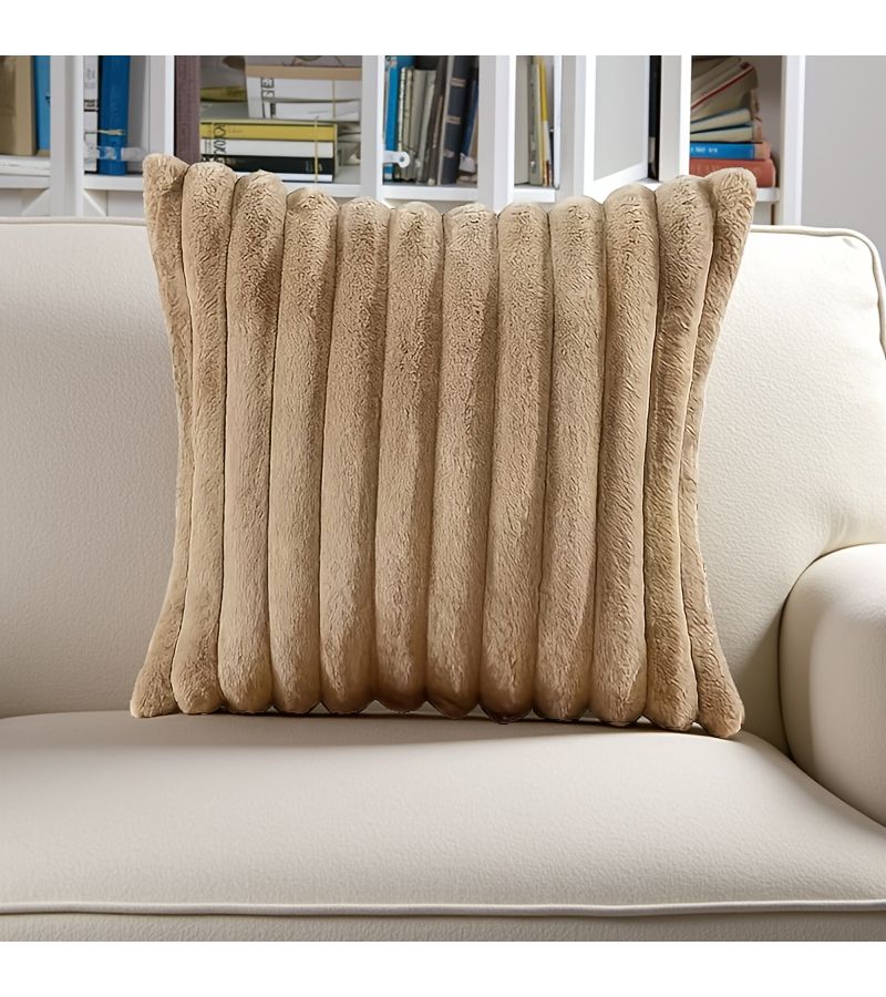 A Soft Faux Plush Throw Pillowcase 21 65 21 65 Inch Modern Solid Color Design Zipper Closure Machine Washable Decorative Cushion Cover for Sofa Bedroom Bedside Accessory Pillow Insert Not Included - Image 1