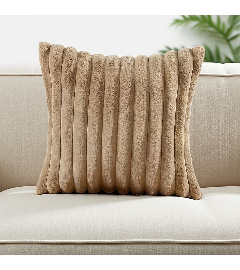 A Soft Faux Plush Throw Pillowcase 21 65 21 65 Inch Modern Solid Color Design Zipper Closure Machine Washable Decorative Cushion Cover for Sofa Bedroom Bedside Accessory Pillow Insert Not Included - Image 2