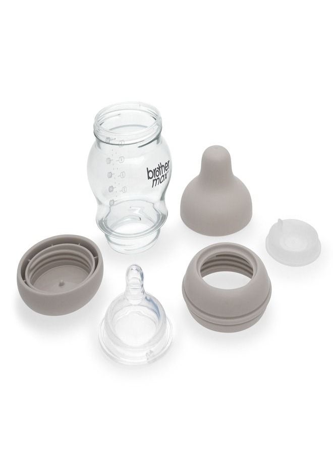 Brother Max - Brother Max Natural Feel Soft Baby Feeding Bottle With Non Drip Silicon Nipple, Dual Anti-Colic Vent And Bpa-Free, Infants And Newborn, 5oz / 160ml Grey ( Pack Of 1 ) - Image 1