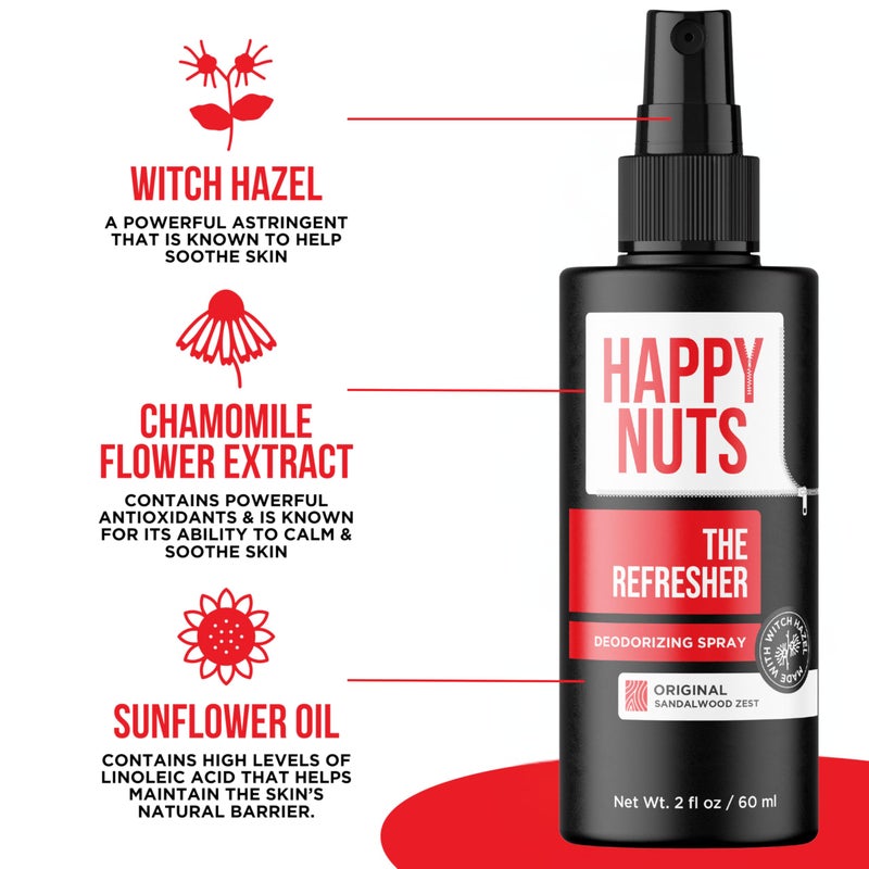 Happy Nuts The Refresher Men's Ball Deodorant Spray - Cooling, Toning, Deodorizing Body Spritz - Clean Ingredients, Ideal for Post-Trimming, Shaving & Cleansing - Groin Deodorant Spray (1 Pack) - Image 5