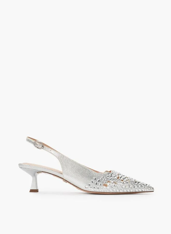 Celeste SILVER Women Kitten Heel Pointed Toe Shoes for Women | Best Price UAE