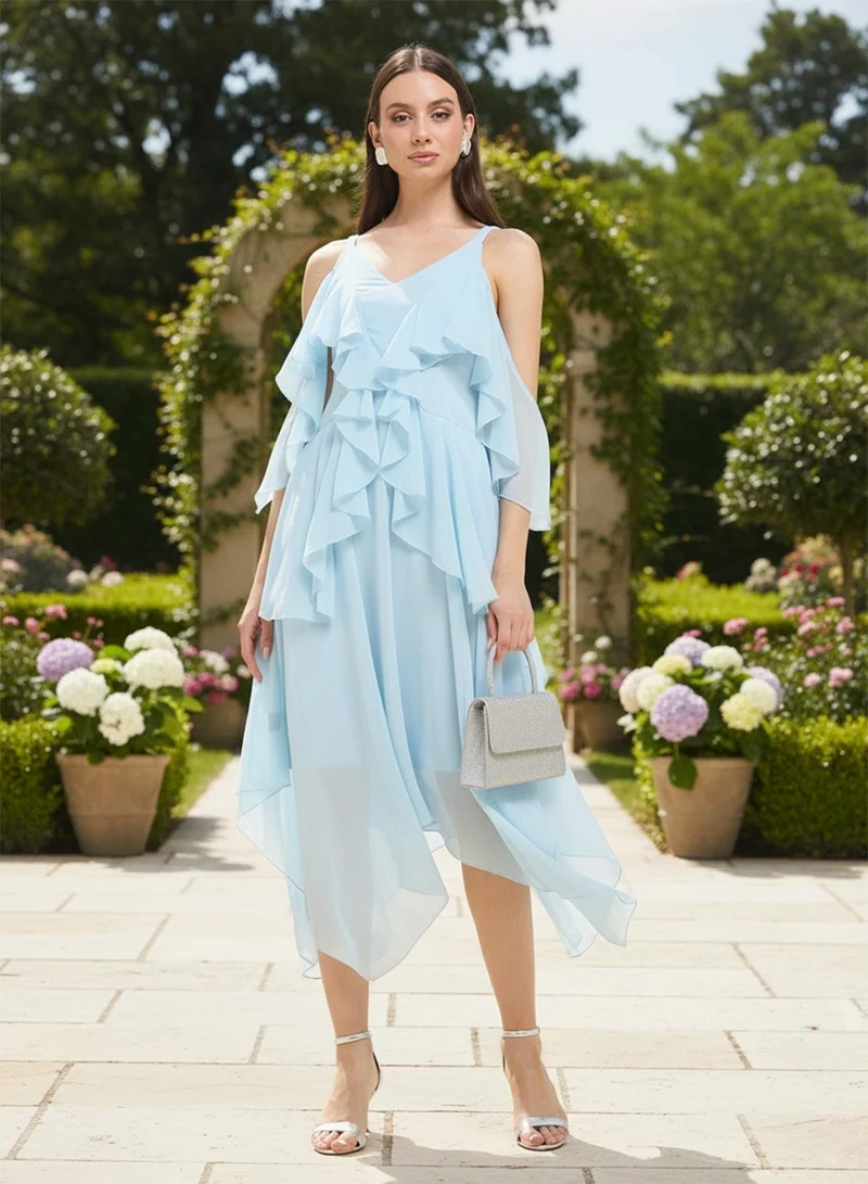 ELLA Cold Shoulder Ruffle Dress