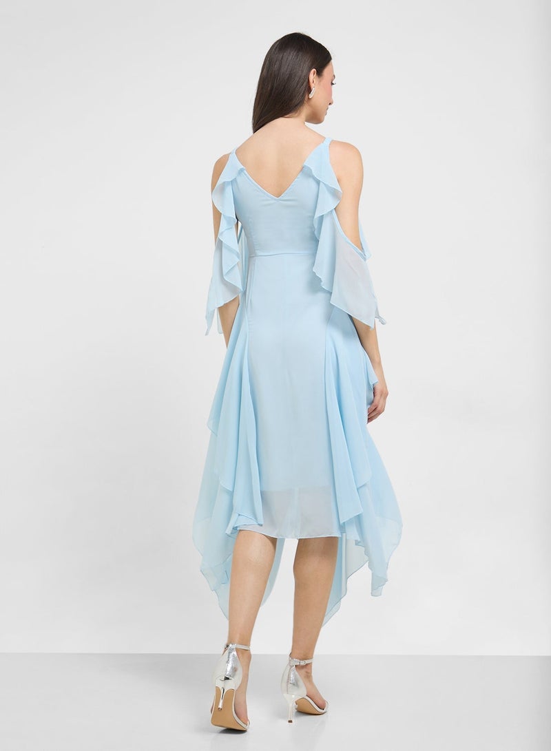 ELLA Cold Shoulder Ruffle Dress - Image 4