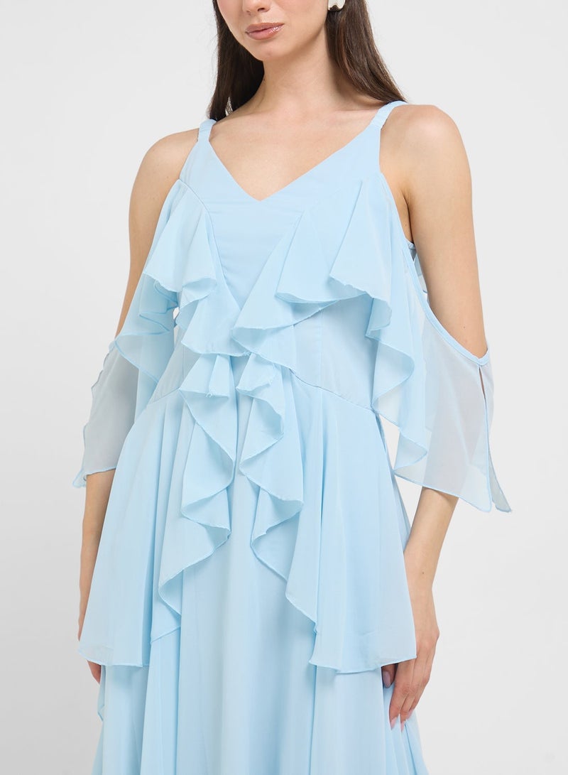 ELLA Cold Shoulder Ruffle Dress - Image 5