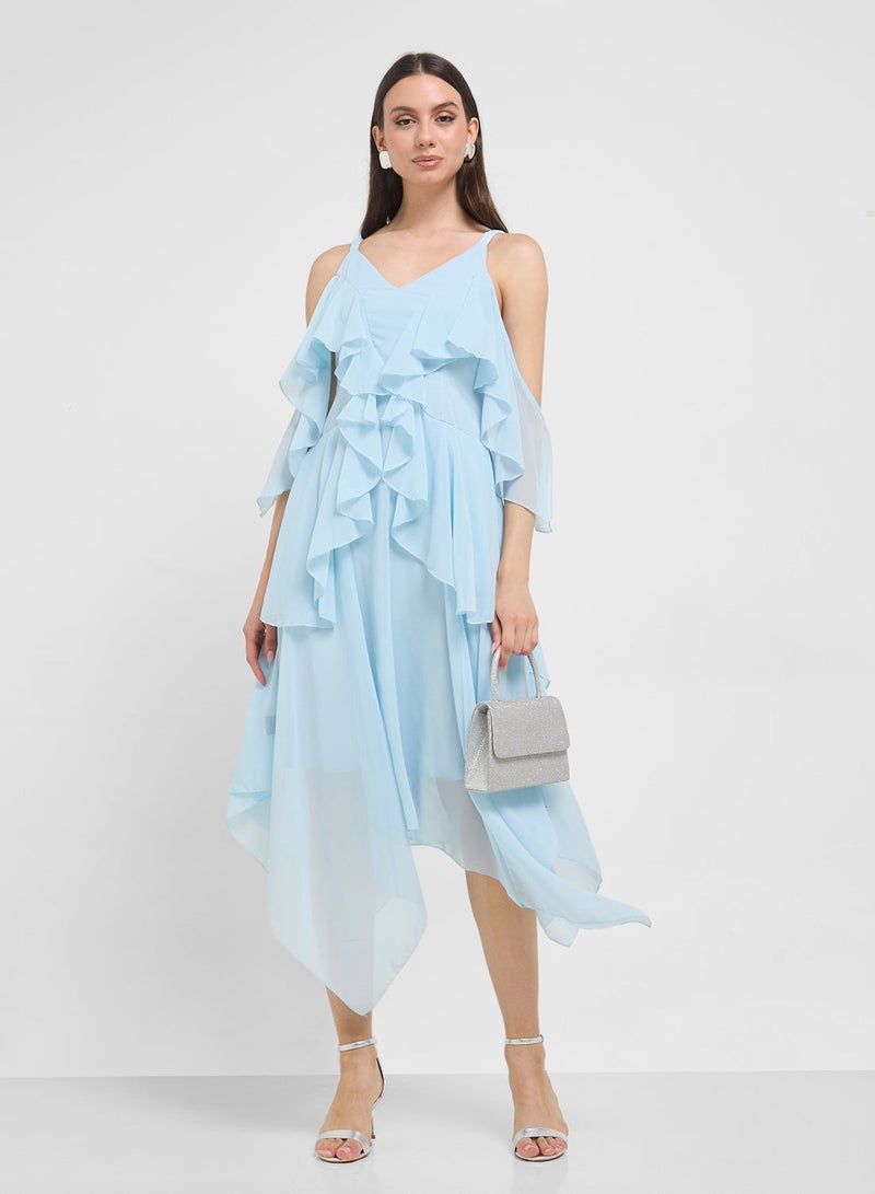 ELLA Cold Shoulder Ruffle Dress - Image 3