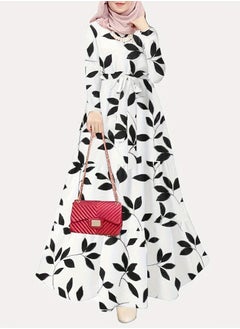 Women Muslimah Daily Print Wrap Maxi Dress White