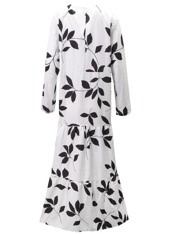 Generic - Women Muslimah Daily Print Wrap Maxi Dress White - Image 1