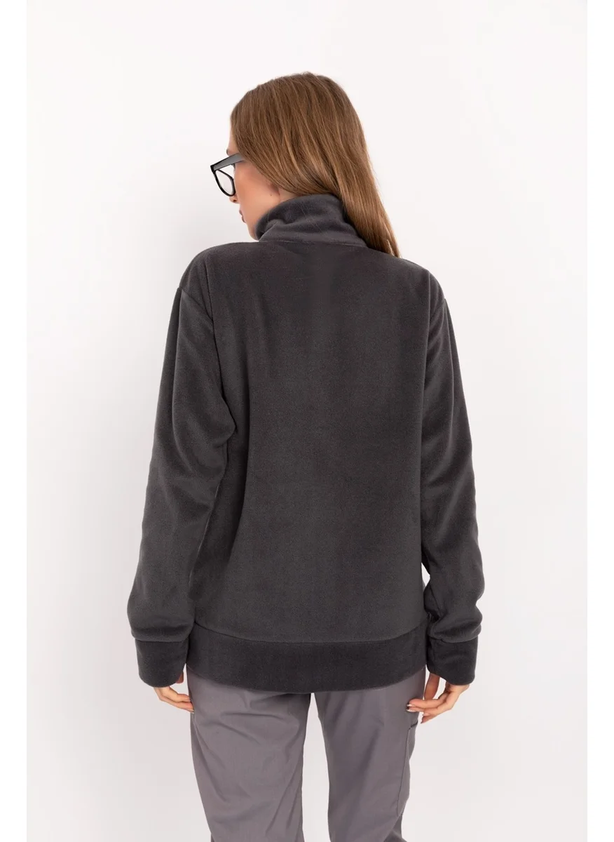 Nur Medikal Giyim Single Top Fleece Jacket Gray