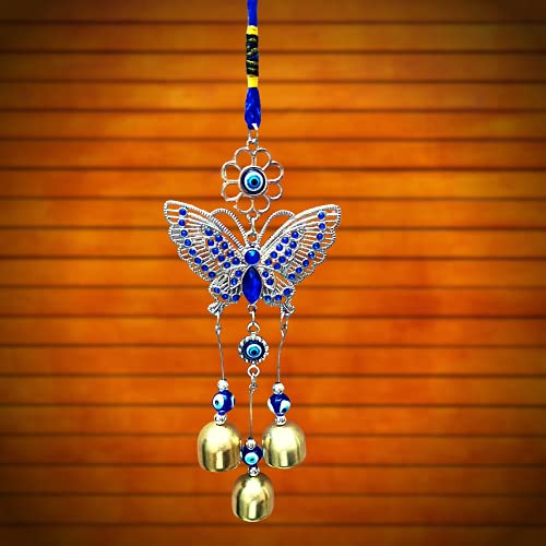 GJ Butterfly Evil Eye with Bells for Home Car and Office, Multicolor - Image 3