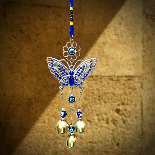 GJ Butterfly Evil Eye with Bells for Home Car and Office, Multicolor - Image 4