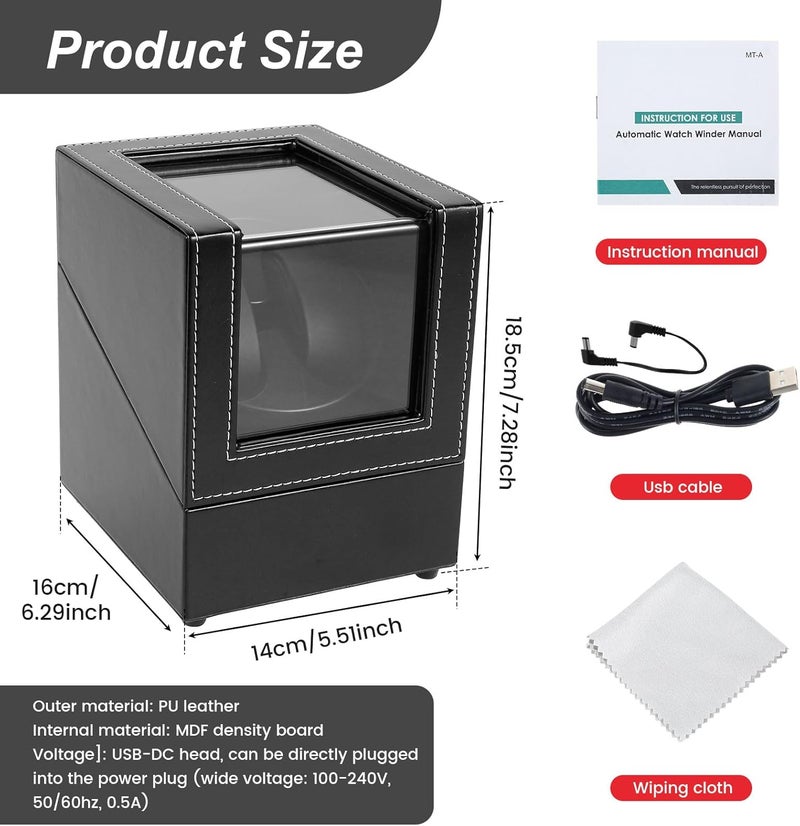 windforgecraft Automatic Single Watch Winder Noiseless Watch Winders Protective Single Watch Winder Leather Single Watch Winder for Business (W135B) - Image 2