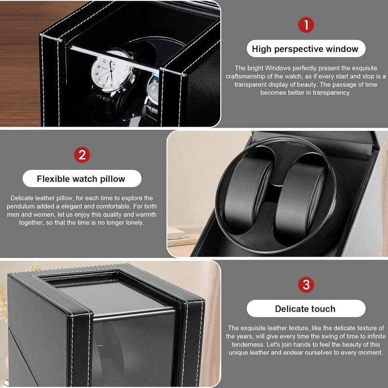 windforgecraft Automatic Single Watch Winder Noiseless Watch Winders Protective Single Watch Winder Leather Single Watch Winder for Business (W135B) - Image 3