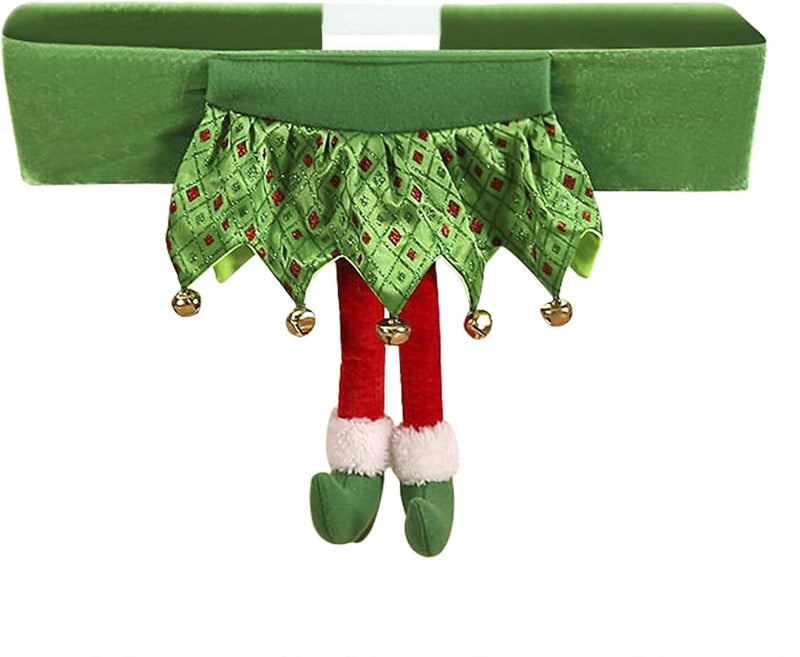 GREUS Funny Christmas Chair Covers for Dining Room Merry Christmas Decorations Cute Santa Belt Elf Girl Skirt Chair Back Covers Xmas Slipcovers Birthday Party Wedding Banquet Vacation Indoor Home Decors - Image 2