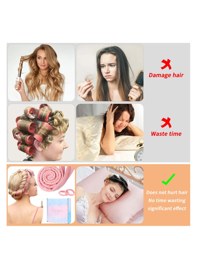 KHAJUL 4PCS Extra Long Soft Heatless Hair Curlers to Sleep In, No Heat Hair Rollers (Pink)  - Image 3
