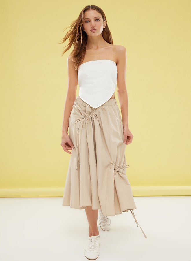 trendyol Khaki Parachute Fabric Elastic Waist Maxi Length Woven Skirt  - Image 1