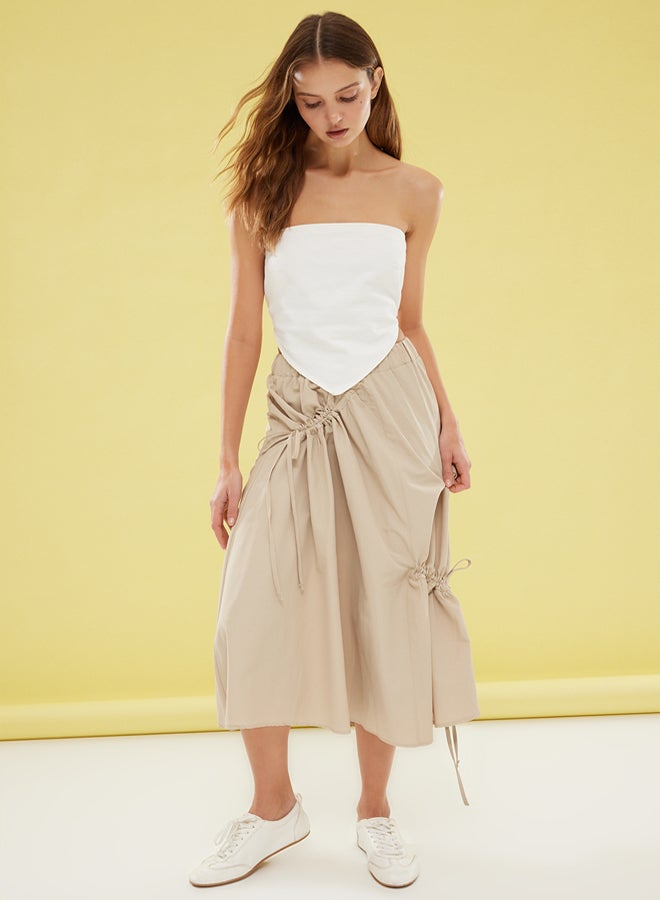 trendyol Khaki Parachute Fabric Elastic Waist Maxi Length Woven Skirt  - Image 2