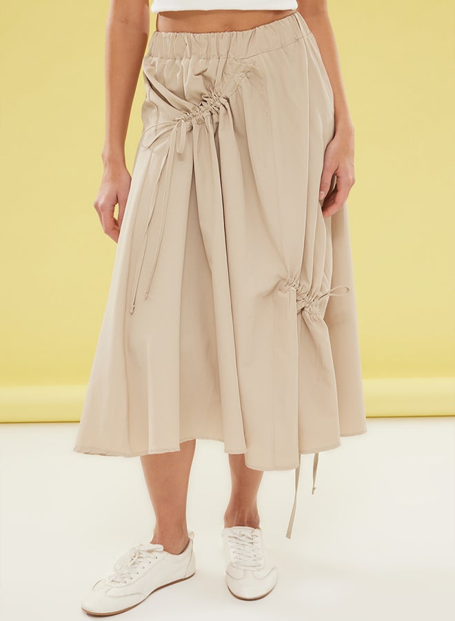 trendyol Khaki Parachute Fabric Elastic Waist Maxi Length Woven Skirt  - Image 3