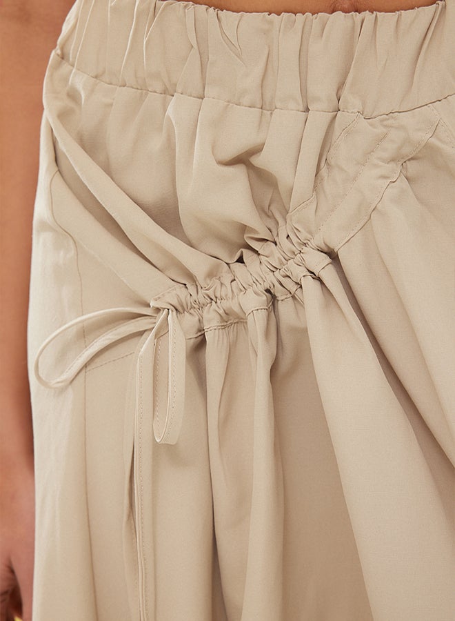 trendyol Khaki Parachute Fabric Elastic Waist Maxi Length Woven Skirt  - Image 4