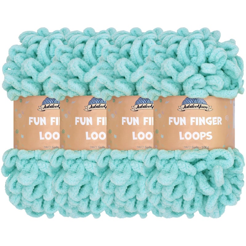 JubileeYarn Fun Finger Loops Yarn 100gSkein Jumbo Polyester Blue 4 Skeins