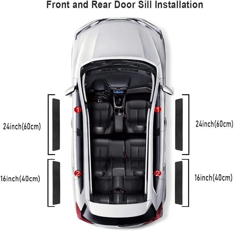 ACMUST 4 Pcs Carbon Fiber Wrap Anti Scratch PPF Film Car Protection Tape Door Sill Protector Step Strip for Nexon, Punch, Harrier, Safari, Altroz, Tiago, Tigor, Curvv, Zest, EV, Manza - Image 4
