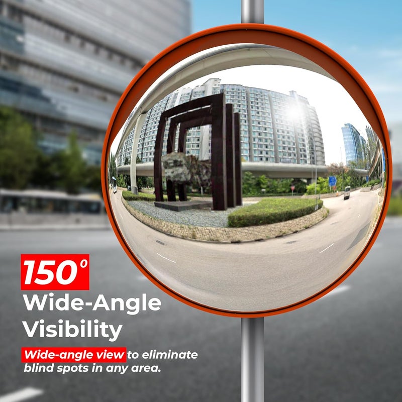 Berrylook Convex Mirror 60 CM | Round Shape Wide Angle Visible High-Definition Traffic Mirror 24 Inch with Frame with Full Accessories for Wall and Pole Installation for Outdoors - Image 1
