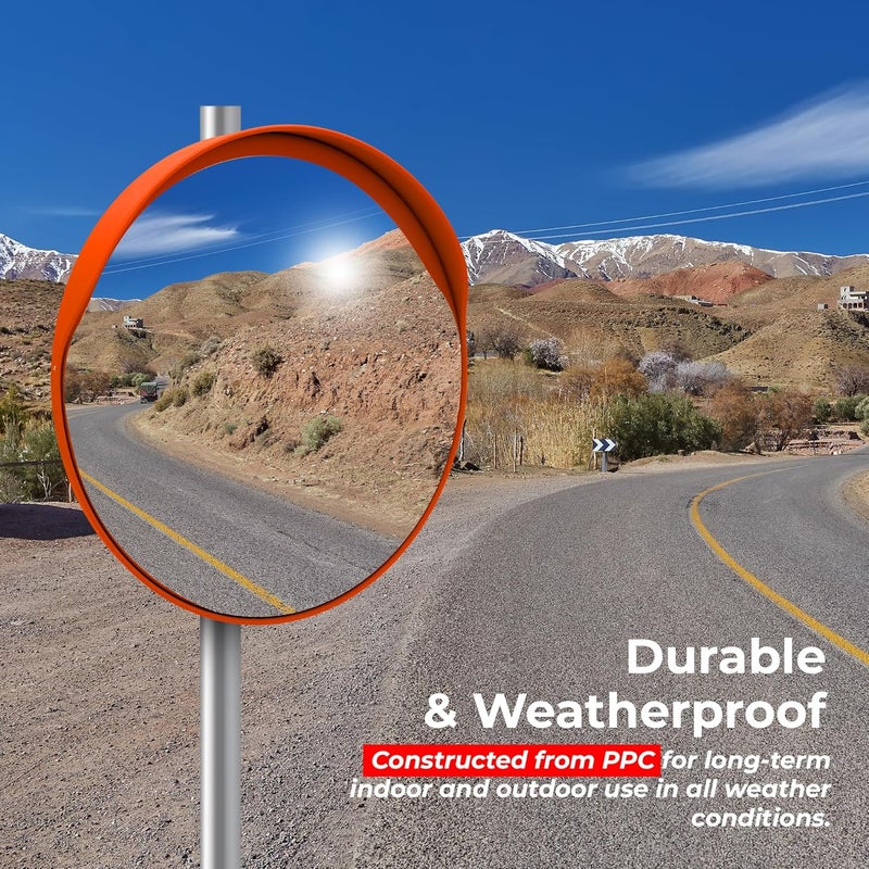 Berrylook Convex Mirror 60 CM | Round Shape Wide Angle Visible High-Definition Traffic Mirror 24 Inch with Frame with Full Accessories for Wall and Pole Installation for Outdoors - Image 3