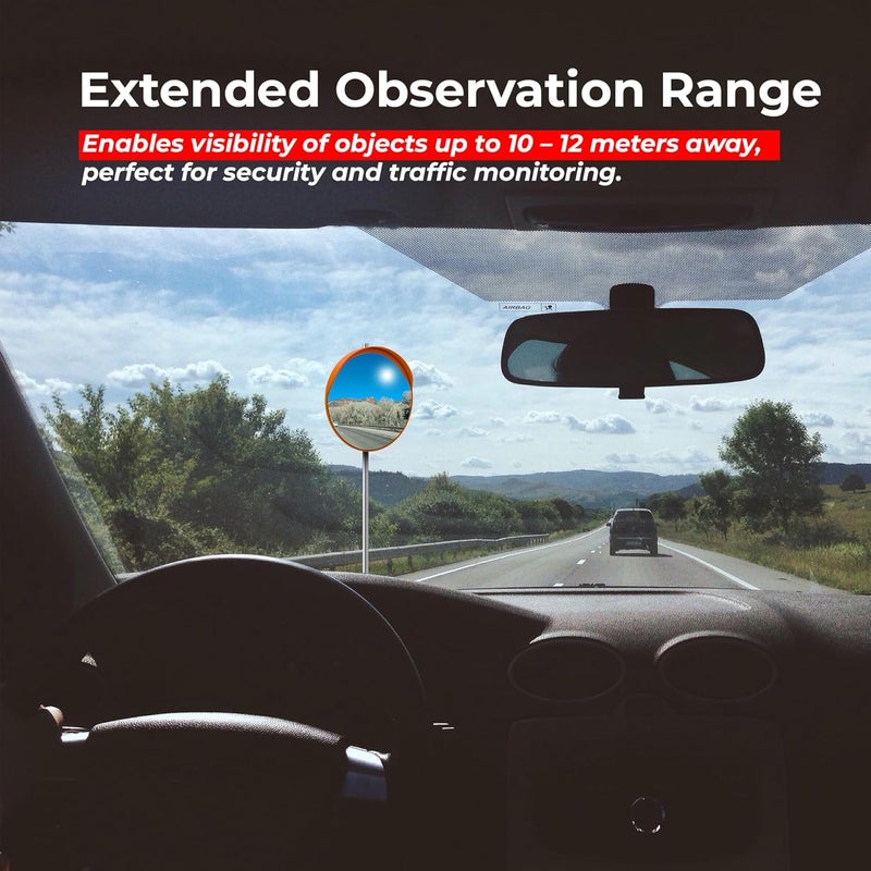 Berrylook Convex Mirror 60 CM | Round Shape Wide Angle Visible High-Definition Traffic Mirror 24 Inch with Frame with Full Accessories for Wall and Pole Installation for Outdoors - Image 4