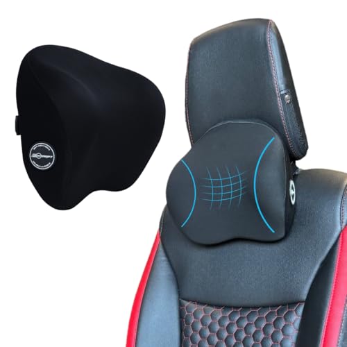 Neodrift ‘CurveNeck Pro’ - Neck Rest Cushion Orthopedic Velvet Memory Foam Pillow for Neck, Head, Shoulder Support - Pain Relief for Car, 1 Pc (Colour-Black) - Image 1
