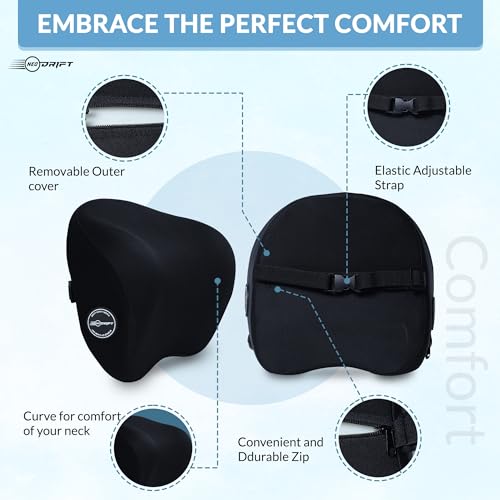 Neodrift ‘CurveNeck Pro’ - Neck Rest Cushion Orthopedic Velvet Memory Foam Pillow for Neck, Head, Shoulder Support - Pain Relief for Car, 1 Pc (Colour-Black) - Image 3