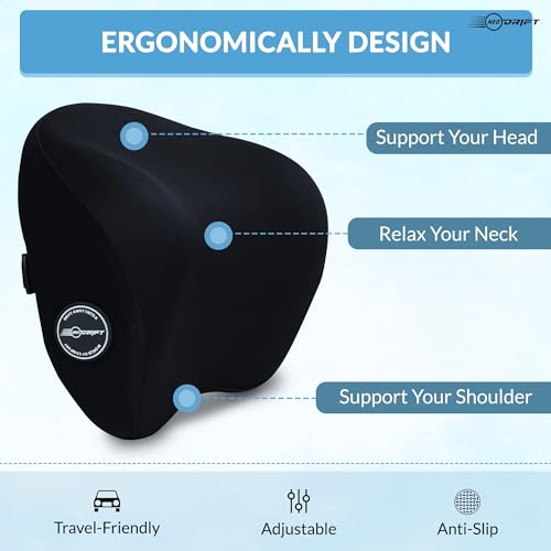 Neodrift ‘CurveNeck Pro’ - Neck Rest Cushion Orthopedic Velvet Memory Foam Pillow for Neck, Head, Shoulder Support - Pain Relief for Car, 1 Pc (Colour-Black) - Image 4