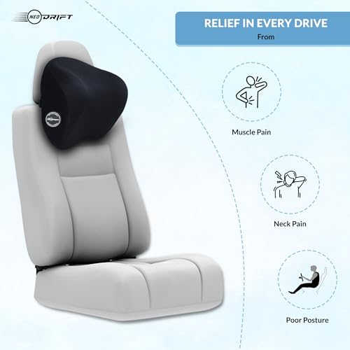 Neodrift ‘CurveNeck Pro’ - Neck Rest Cushion Orthopedic Velvet Memory Foam Pillow for Neck, Head, Shoulder Support - Pain Relief for Car, 1 Pc (Colour-Black) - Image 5
