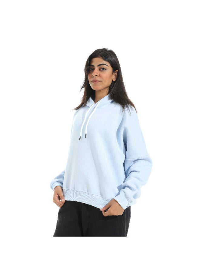 Andora Comfy Regular Fit Hoodie with Drawstring _ Light Blue - Image 5