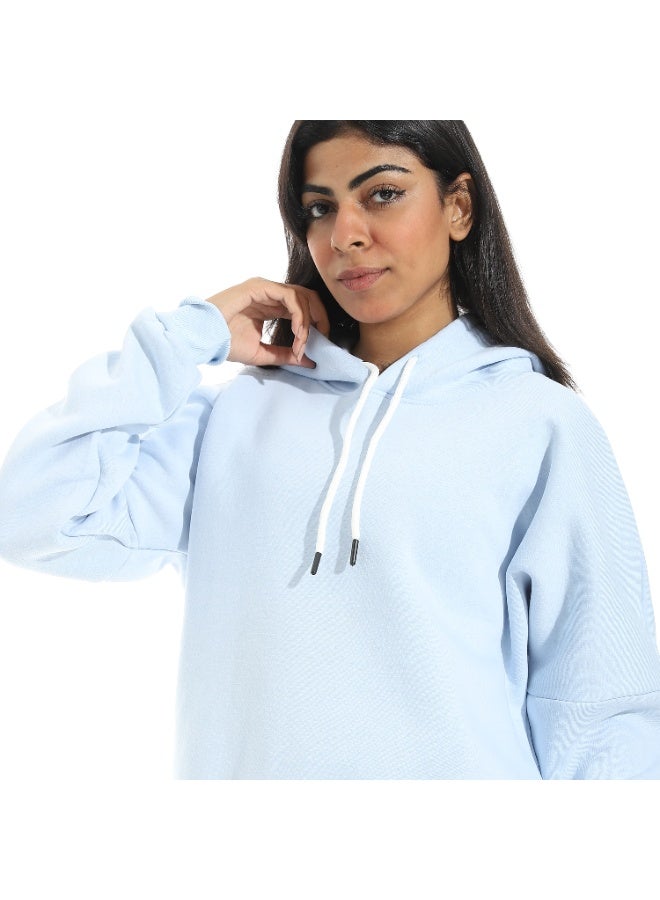 Andora Comfy Regular Fit Hoodie with Drawstring _ Light Blue - Image 4