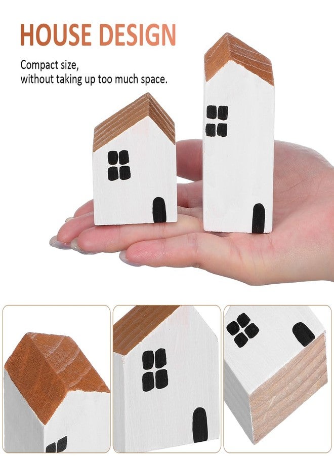 Alasum Wooden House Decor Set of 2, Small House Shape Desktop Ornament for Children's Room, White, 3.14 X 3.14 X 1.57 Inch, Synthetic Material - Image 3