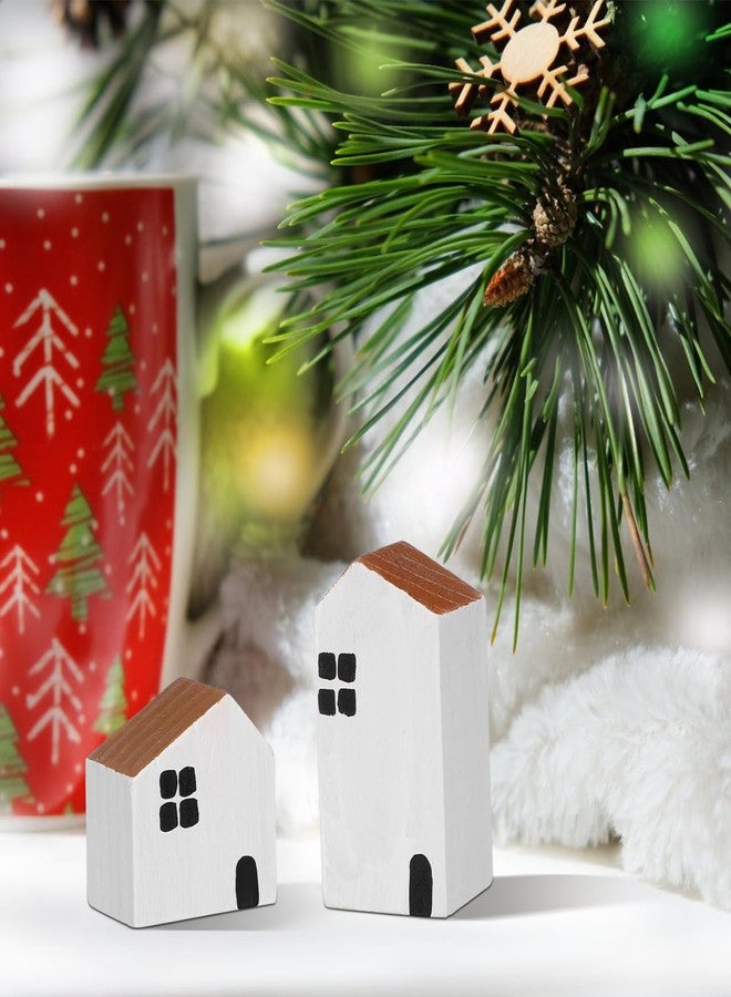 Alasum Wooden House Decor Set of 2, Small House Shape Desktop Ornament for Children's Room, White, 3.14 X 3.14 X 1.57 Inch, Synthetic Material - Image 2