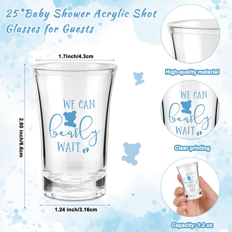 Blushtier 25 Sets Baby Shower Party Favor Shot Glasses Cute Bottle Opener Keychains Thank You Tags and Bags Baby Shower Favors Gender Reveal Party Guests Return Gift (Blue,Bear Boy) - Image 2
