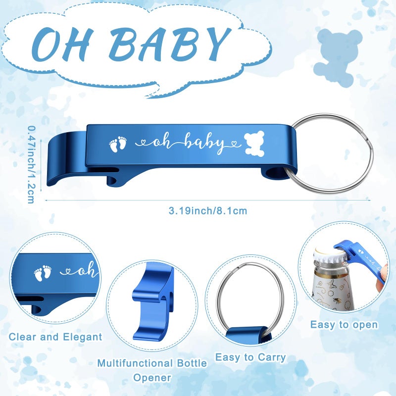 Blushtier 25 Sets Baby Shower Party Favor Shot Glasses Cute Bottle Opener Keychains Thank You Tags and Bags Baby Shower Favors Gender Reveal Party Guests Return Gift (Blue,Bear Boy) - Image 3