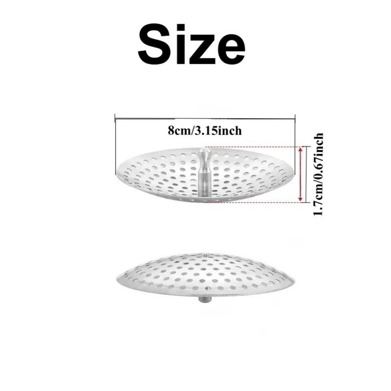 Silvery 2pcs Stainless Steel Sink Strainer Multi Purpose Drain Filter for Kitchen Bathroom Hair Catcher - Image 3