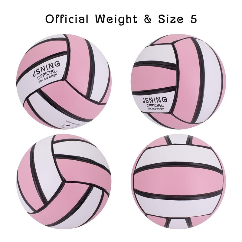 JSNING Pink Volleyball,Soft Touch,Volley lite for Outdoor Indoor Beach Game,Official Size 5,Classical Minimalist Design - Image 2