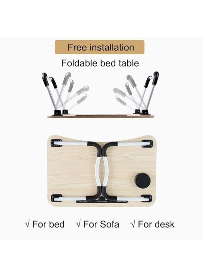 طاولة سرير محمولة للابتوب - طاولة خشبية متعددة الوظائف للقراءة والعمل وتناول الطعام على السرير أو الأريكة - قابلة للطي - Image 3