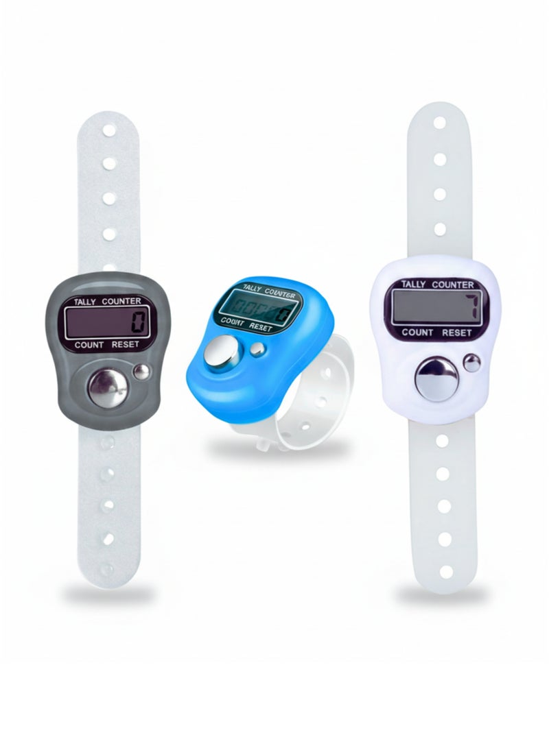 3pcs Digital Tasbih Counter with LCD Display u0026 Adjustable Finger Strap – Electronic Zikr u0026 Tally Clicker - Image 1