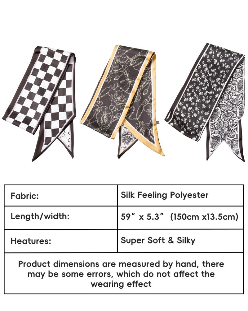 Raylarnia 3-Pack Satin Purse Bag Scarf for Women 59â€Long Silky Twilly Scarves for Neck,Hair,Head,Handbag,Fashion Gift Set - Image 2