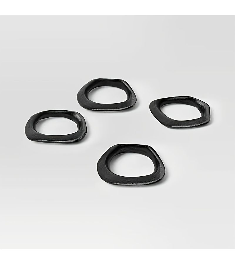 Black Irregular Creative Ring Napkin Holders 4pcs for Western Dining - Image 3