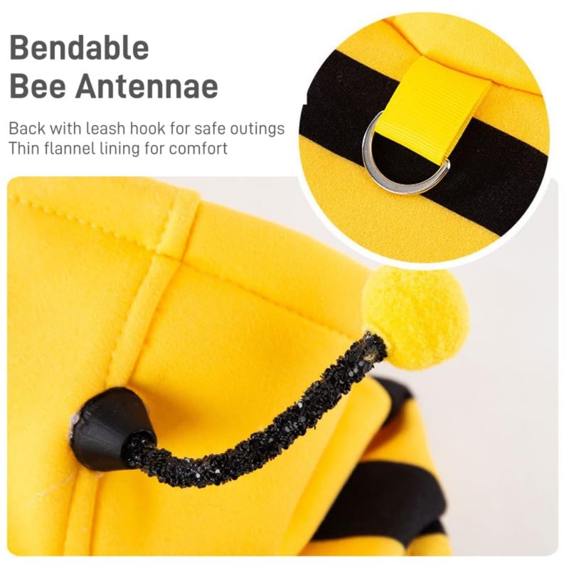 Selena Cat Bee Antennae Costume Hoodies Cute Bee Stripes Dog Kitten Puppy Pet Apparel (Medium,Yellow&Black) - Image 4