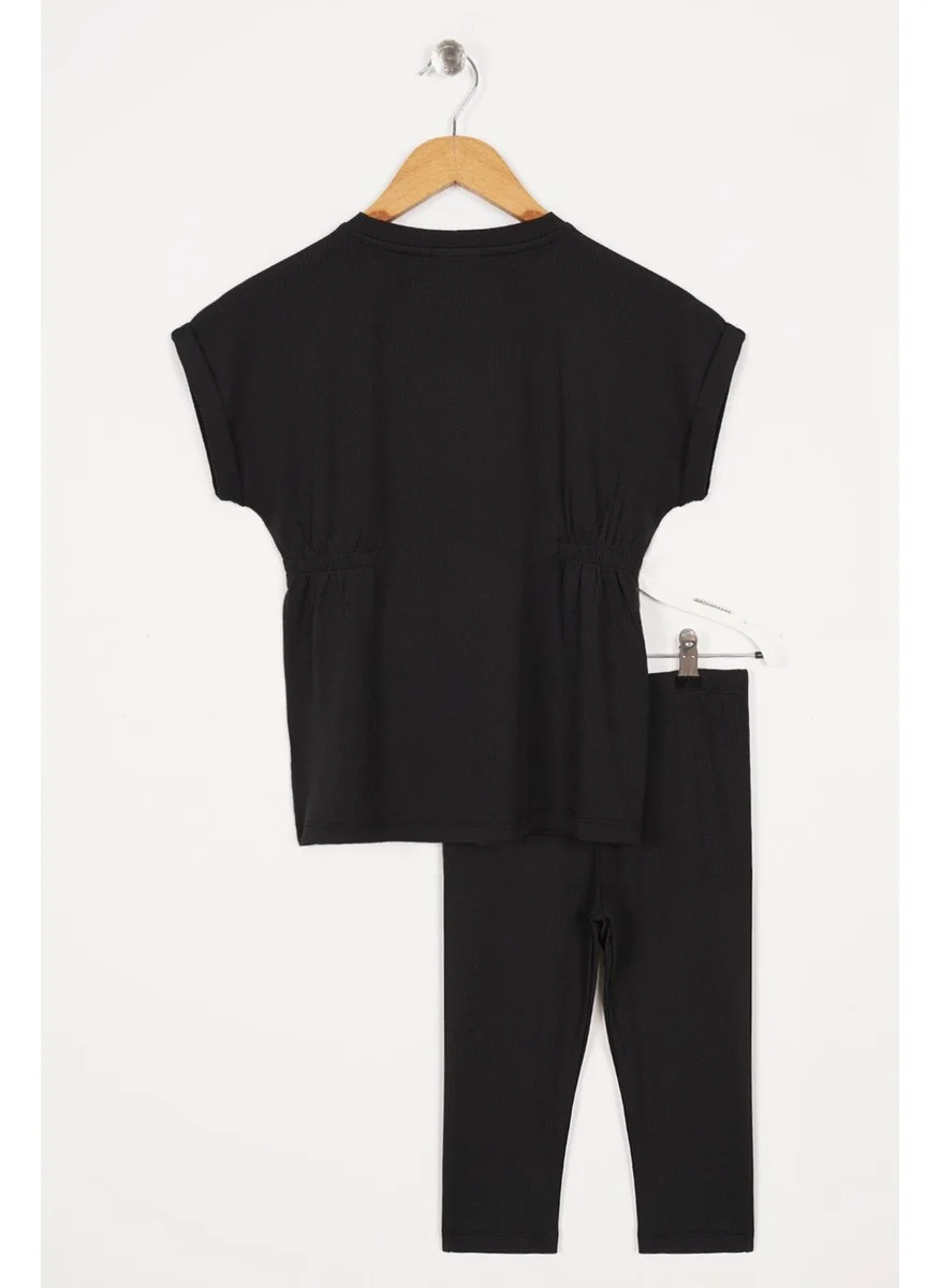 WEWE Crew Neck Black Color Girls Thai Suit