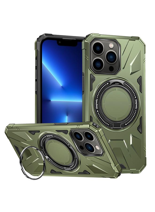 زبون جراب هاتف iPhone 13 Pro MagSafe المغناطيسي المقاوم للصدمات مع حامل حلقي - Image 1