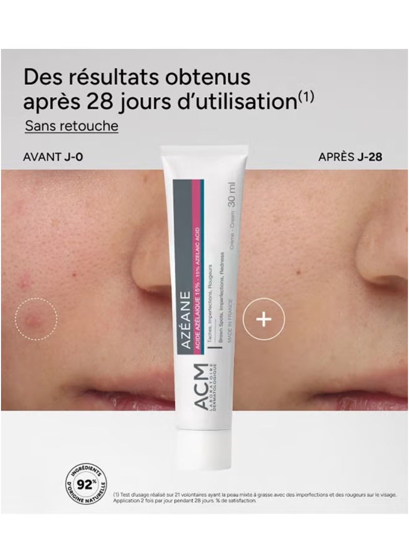 AMC Azeane Acide Azelaique 15% Azelaic Acid Creme, Taches, Imperfections, Rougeurs, Reduce Brown Spots, Imperfections, Redness, 30ml  - Image 5