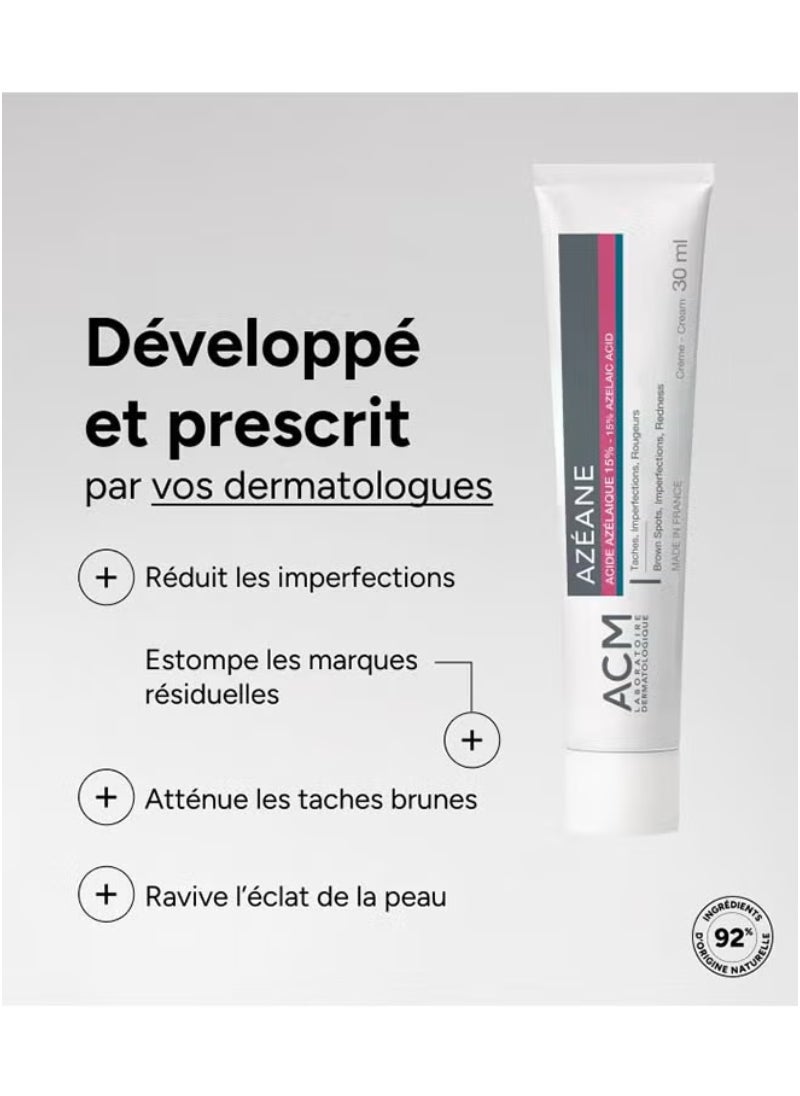 AMC Azeane Acide Azelaique 15% Azelaic Acid Creme, Taches, Imperfections, Rougeurs, Reduce Brown Spots, Imperfections, Redness, 30ml  - Image 2