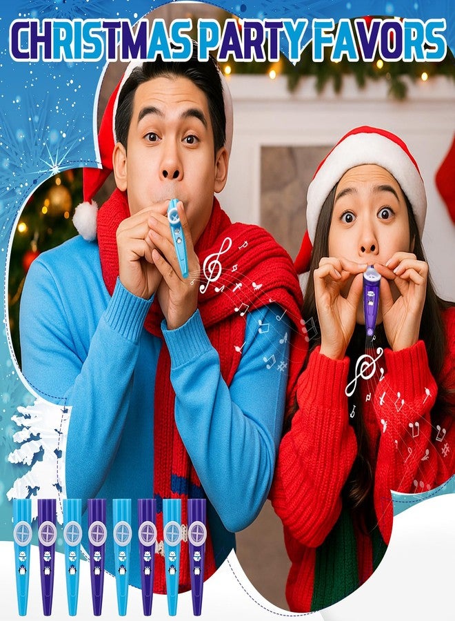 Lukmaa 24 Pcs Winter Kazoos Bulk Party Favors Cute Blue White Kazoos with Penguin Polar Bear Stickers Plastic Musical Instruments for Stocking Stuffers Birthday Party Favors - Image 5